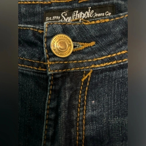 South Pole Jeans Womens Leg Rhinestone Embellished Pocket 8” Rise 30” Inseam Y2K - Picture 3 of 10